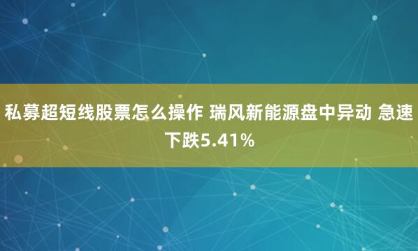 私募超短线股票怎么操作 瑞风新能源盘中异动 急速下跌5.41%