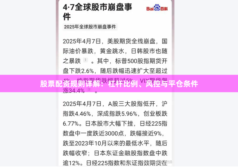 股票配资规则详解：杠杆比例、风控与平仓条件